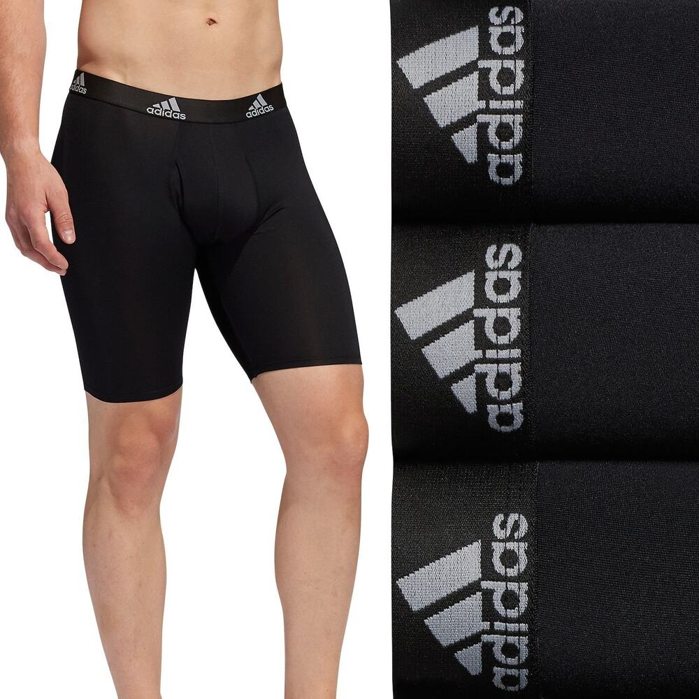 Adidas Men's Small Black 3 Pack Performance Long Boxer Briefs Underwear S5-16